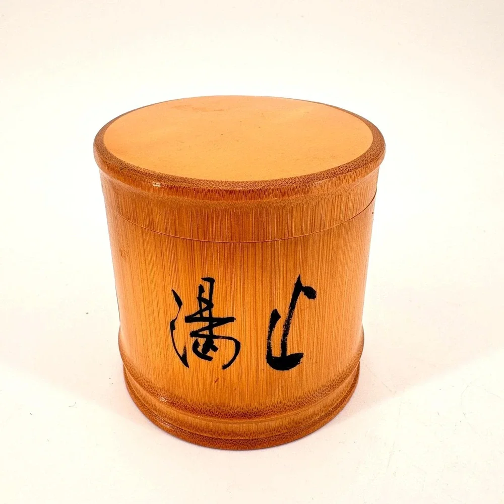 Vintage Bamboo Tea Canister Japandi Zen Kitchen Storage Jar‎ Jasmine Tea Decor
